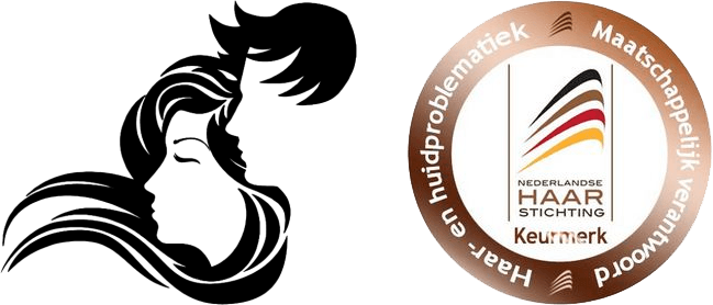 Logo haargroeiapotheek en keurmerk Haarstichting